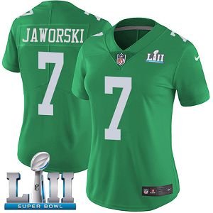 Women's Nike NFL Philadelphia Eagles #7 Ron Jaworski Limited Green Rush Vapor Untouchable Super Bowl LII Jersey