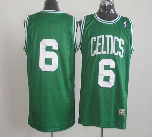 Men's Mitchell and Ness Boston Celtics #6 Bill Russell Stitched Green Throwback NBA Jersey