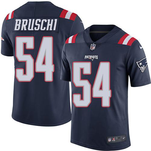 Men's Nike New England Patriots #54 Tedy Bruschi Navy Blue Stitched NFL Limited New Color Rush Jersey