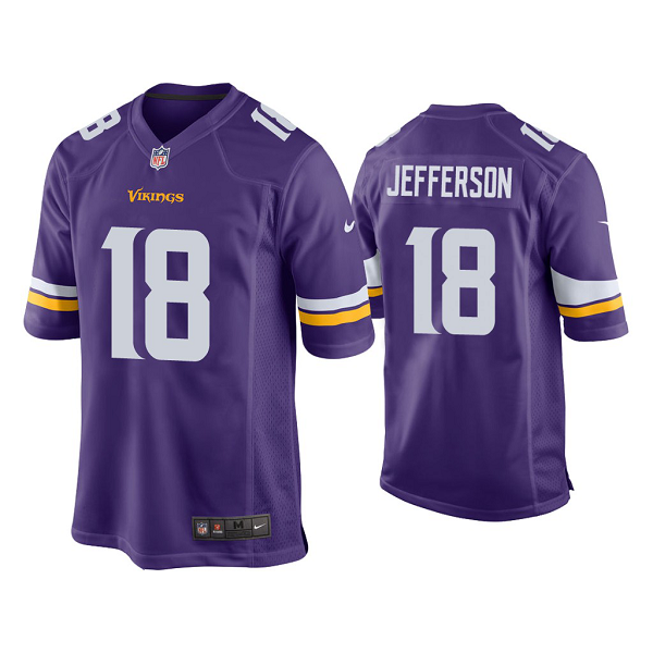 Men's #18 Justin Jefferson Minnesota Vikings Purple 2020 NFL Draft Game Jersey