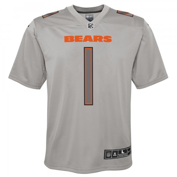 Youth Chicago Bears Justin Fields Nike Gray Atmosphere Game Jersey