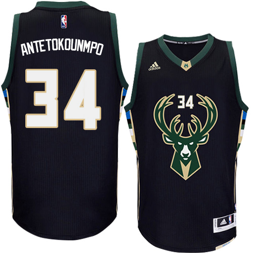 Men's Adidas Men's Milwaukee Bucks #34 Giannis Antetokounmpo Black Alternate NBA Jersey