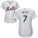 New York Mets #7 Jose Reyes White(Blue Strip) Home Women's Stitched MLB Jersey