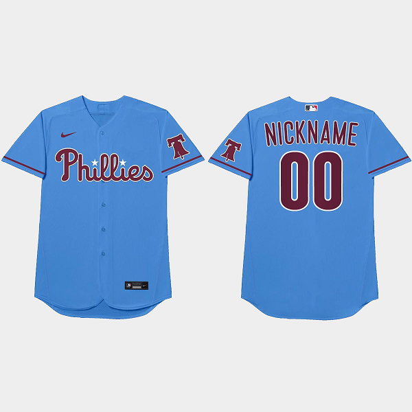 Philadelphia Phillies Custom 2021 Players Weekend Nickname Blue Men's Jersey