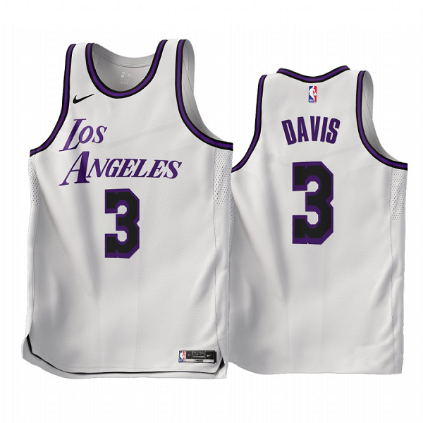 Men's NBA Los Angeles Lakers Anthony Davis 2022-23 City Edition White #3 Jersey