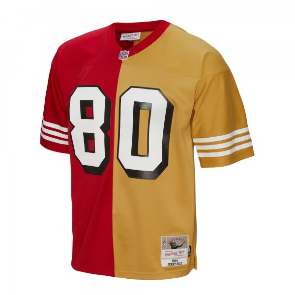 Men's San Francisco 49ers Jerry Rice Mitchell & Ness Scarlet/Gold 1994 Split Legacy Replica Jersey