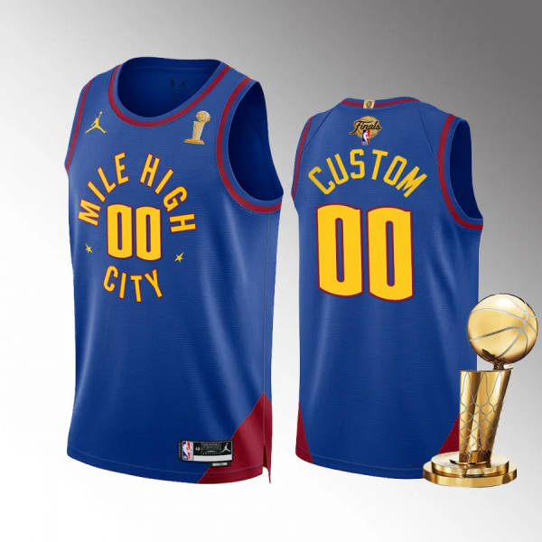 Men's Denver Nuggets Custom 2023 NBA Finals Champions Blue #00 Statement Jersey