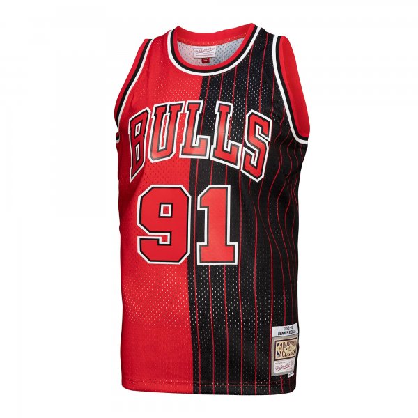 Men's Chicago Bulls Mitchell & Ness Red/Black Big & Tall Hardwood Classics 1995/96 Split Swingman Jersey