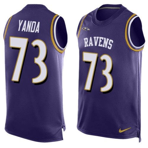 Nike Baltimore Ravens #73 Marshal Yanda Purple Team Color Men's Stitched NFL Limited Tank Top Jersey