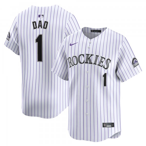 Men's Colorado Rockies Nike White #1 Dad Home Limited Jersey