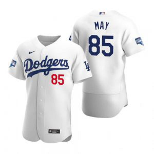 Los Angeles Dodgers #85 Dustin May White 2020 World Series Champions Jersey