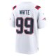 Men's New England Patriots Keion White Nike  White  Game Jersey