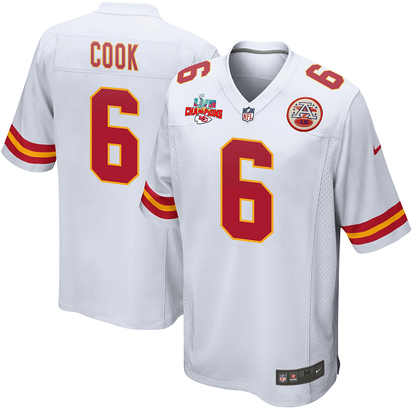 Bryan Cook #6 Kansas City Chiefs Super Bowl LVII Champions 3 Stars Men's Game White NFL Jersey