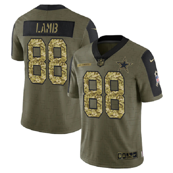 Dallas Cowboys CeeDee Lamb Olive Gold 2021 Salute To Service Limited Men's NFL Jersey