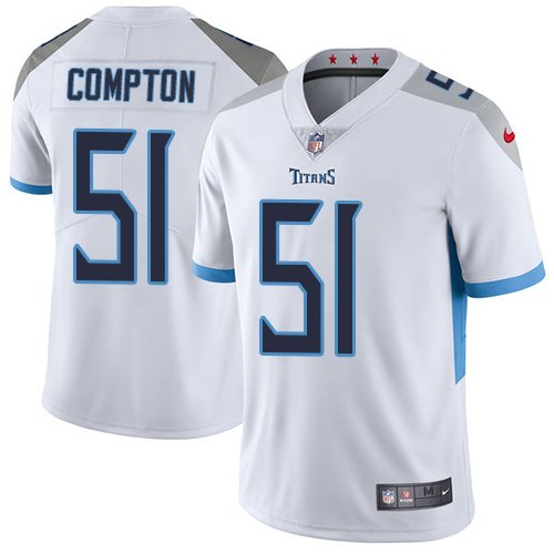 Men's Nike Tennessee Titans #51 Will Compton White Limited NFL Road Vapor Untouchable Jersey