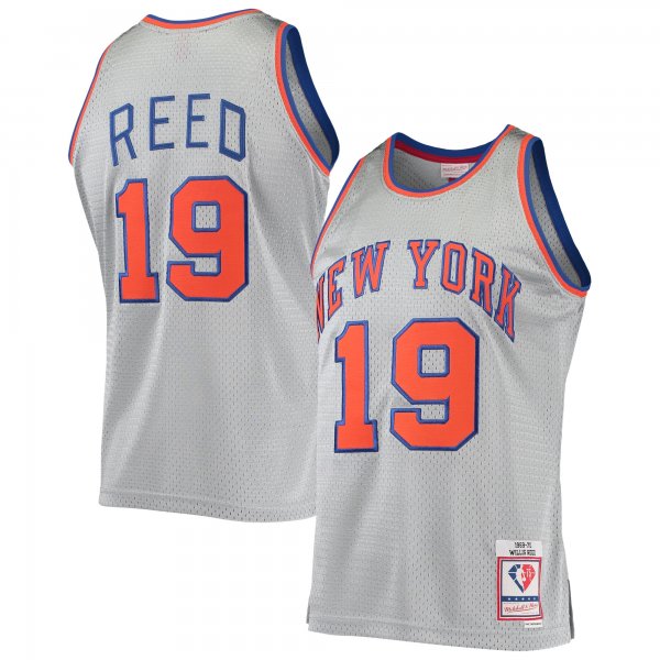 Men's New York Knicks Willis Reed Silver Mitchell & Ness 75th Anniversary 1969/70 Hardwood Classics Swingman Jersey