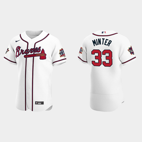 Men's Atlanta Braves #33 A.J. Minter White 2021 MLB All-Star Game Jersey