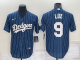 Men's Nike Los Angeles Dodgers #9 Gavin Lux Blue Throwback MLB Cool Base Jersey