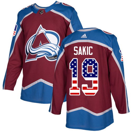 Adidas Colorado Avalanche #19 Joe Sakic Burgundy Home USA Flag Stitched NHL Jersey