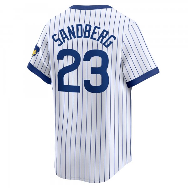 Men's Chicago Cubs Ryne Sandberg Nike White Throwback Cooperstown Limited Jersey