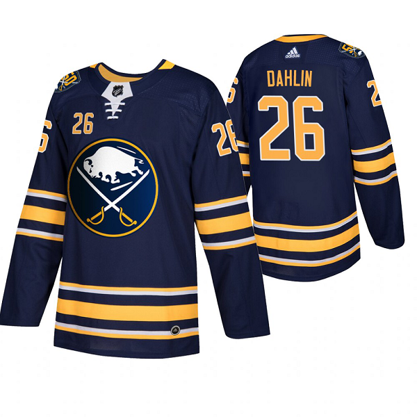 Men's Adidas Buffalo Sabres #26 Rasmus Dahlin Navy 50th Anniversary Home Jersey