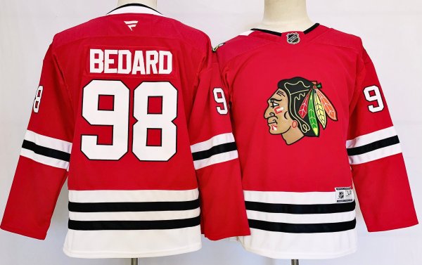 Youth #98 Connor Bedard Chicago Blackhawks Red City Edition Jersey