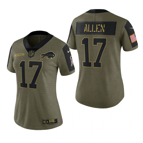 Women's Buffalo Bills Josh Allen Olive 2021 Salute To Service Limited Jersey