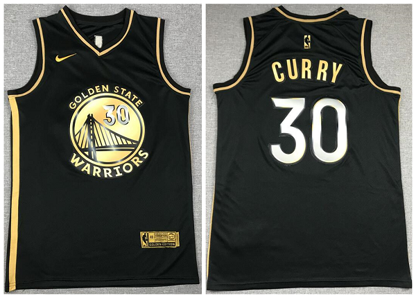 Men's Golden State Warriors #30 Stephen Curry NEW 2020 Black Golden Edition Nike Swingman Jersey