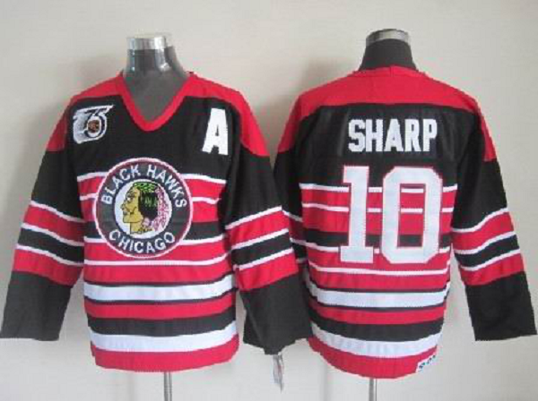 Men's Chicago Blackhawks #10 Patrick Sharp Black Throwback NHL Jersey