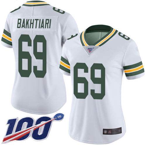 Women's Green Bay Packers #69 David Bakhtiari WhiteStitched NFL 100th Season Vapor Limited Jersey