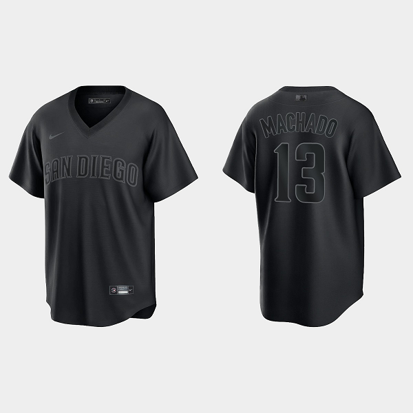 Men's San Diego Padres #13 Manny Machado Pitch Black Fashion Cool Base Jersey - Black