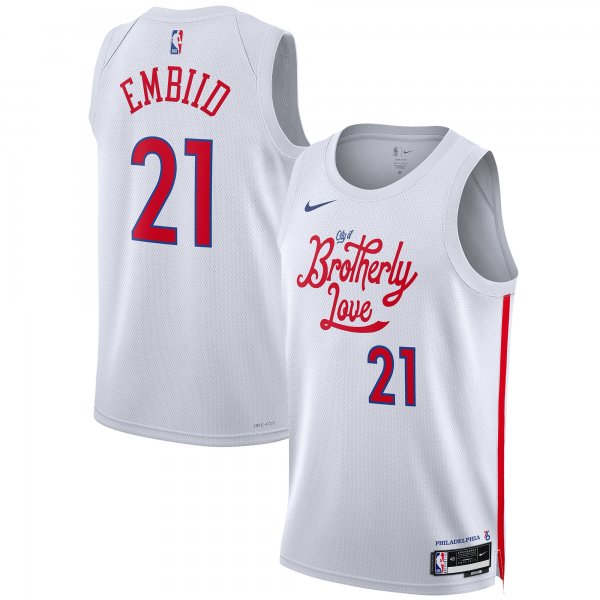 Unisex Philadelphia 76ers Joel Embiid Nike White 2022/23 Swingman Jersey - City Edition