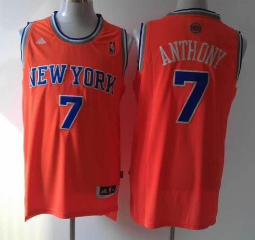 Men's Revolution 30 New York Knicks #7 Carmelo Anthony Orange Alternate Stitched NBA Jersey