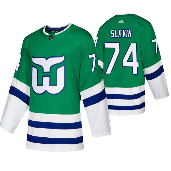 Men's Adidas Carolina Hurricanes #74 Jaccob Slavin Whalers Night Green Jersey