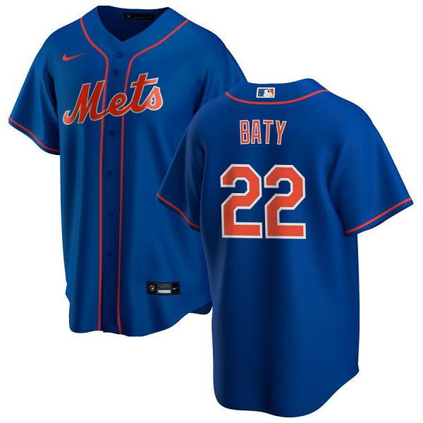 Youth New York Mets #22 Brett Baty Navy Home Cool Base Jersey