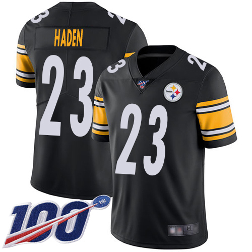 Men's Pittsburgh Steelers #23 Joe Haden Black Team Color Stitched NFL 100th Season Vapor Limited Jersey