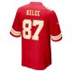 Men's Kansas City Chiefs Travis Kelce Nike Red Super Bowl LVIII Game Jersey