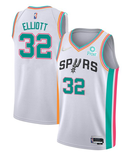 Men's San Antonio Spurs #32 Sean Elliott 2022 White City Diamond 75th Anniversary Jersey