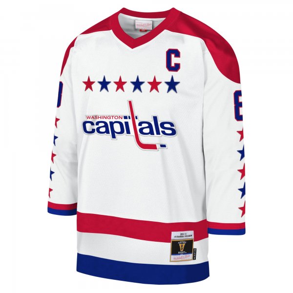 Youth Washington Capitals Alexander Ovechkin Mitchell & Ness White 2012-13 Blue Line Captain Patch Player Jersey