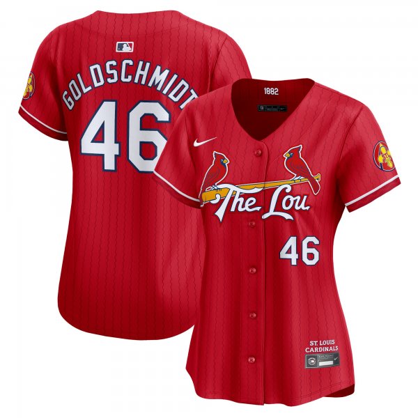 Women's Nike St. Louis Cardinals #46 Paul Goldschmidt Red 2024 City Connect Limited Player Jersey