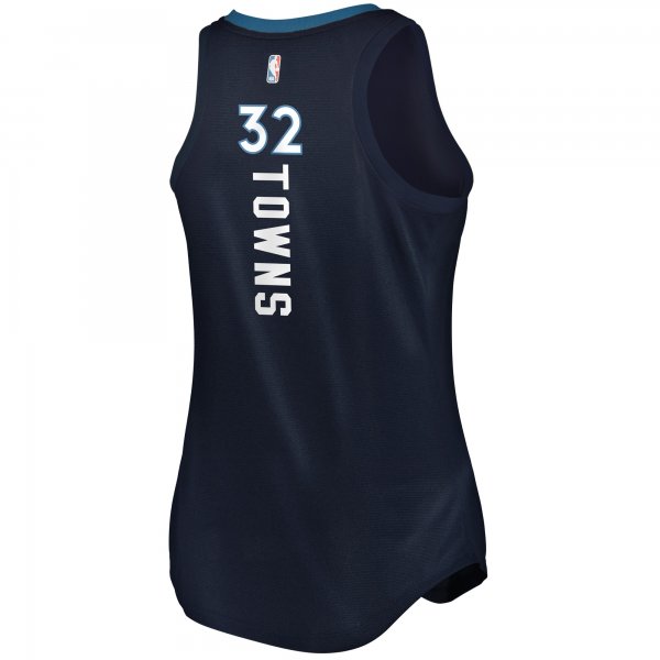 Women's Minnesota Timberwolves Karl-Anthony Towns Fanatics Navy Fast Break Tank Jersey - Icon Edition