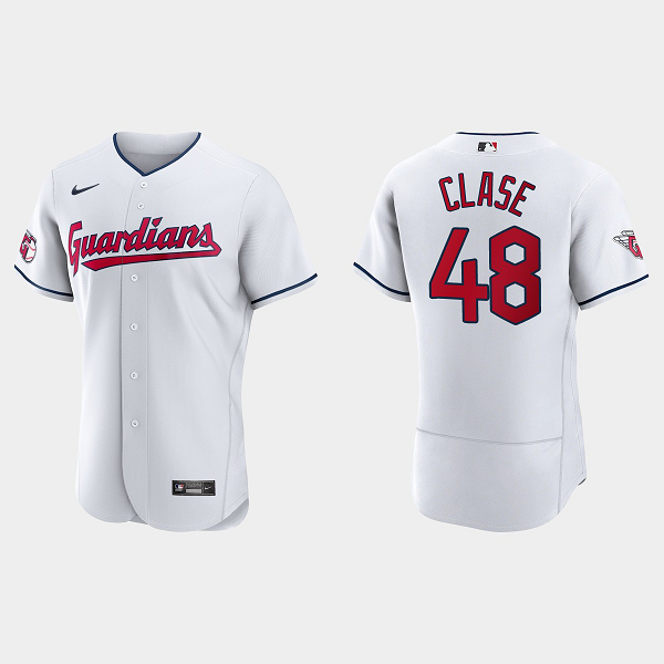 Men's Cleveland Guardians #48 Emmanuel Clase Flex Base MLB Jersey - White