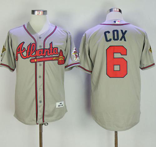 Mitchell And Ness 1995 Atlanta Braves #6 Bobby Cox Grey Throwback Stitched MLB Jersey