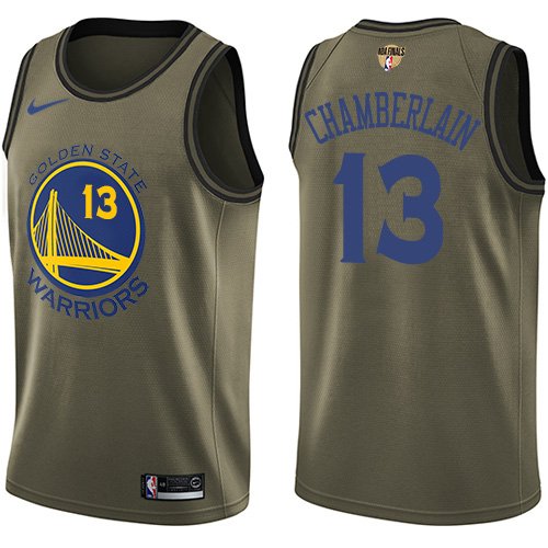 Men's Nike Golden State Warriors #13 Wilt Chamberlain Green Salute to Service The Finals Patch Swingman NBA Jersey