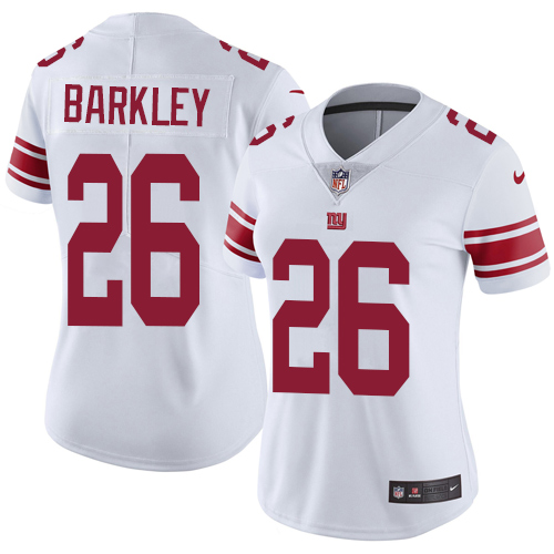 Nike New York Giants #26 Saquon Barkley White Women's Stitched NFL Vapor Untouchable Limited Jersey