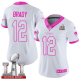 Nike New England Patriots #12 Tom Brady White/Pink Super Bowl LI 51 Women's Stitched NFL Limited Rush Fashion Jersey