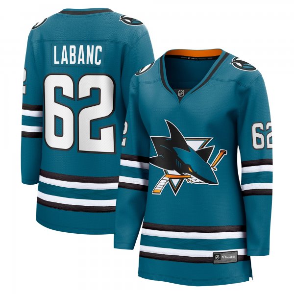 Women's San Jose Sharks Kevin Labanc Fanatics Teal Home Breakaway Player Jersey