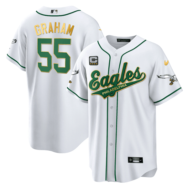 Men's Philadelphia Eagles #55 Brandon Graham White Baseball Stitched Jersey