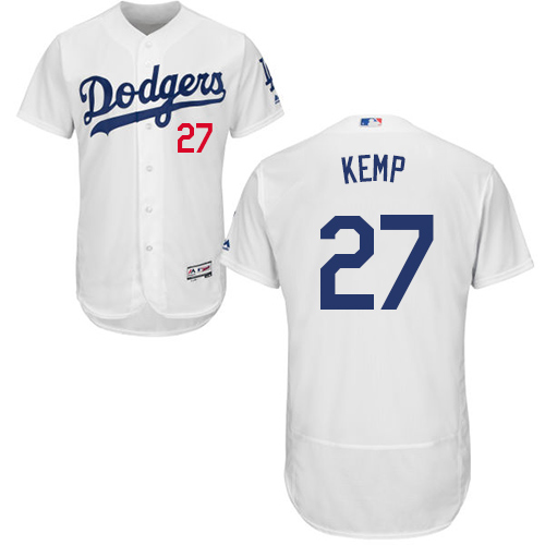 Los Angeles Dodgers #27 Matt Kemp White Flexbase Collection Stitched MLB Jersey