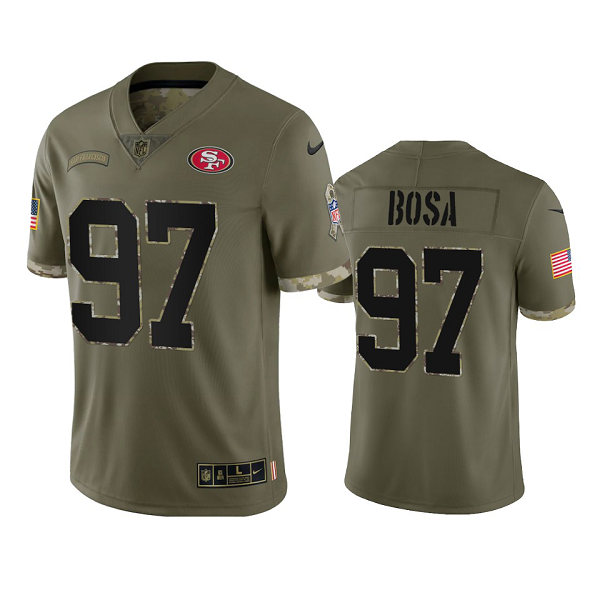 San Francisco 49ers Nick Bosa #97 Olive 2022 Salute To Service Limited Jersey